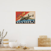 'Em Flying/B-25 Medium Bomber (vliegtuig) Poster (Keuken)