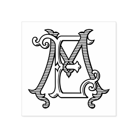 EM Initiales MOI Monogramme Mariage de tampon en c (Impression)