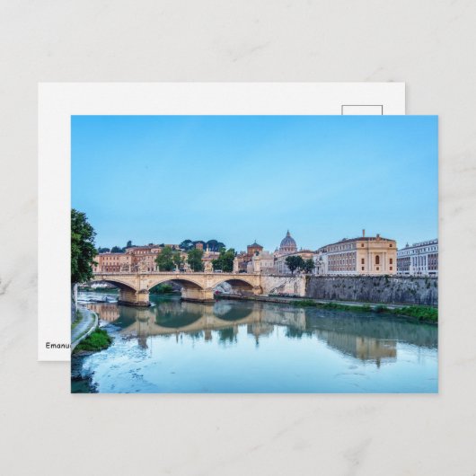 Emanuele II-brug en St. Peter's Basilica - Rome Briefkaart (Voorkant / Achterkant)