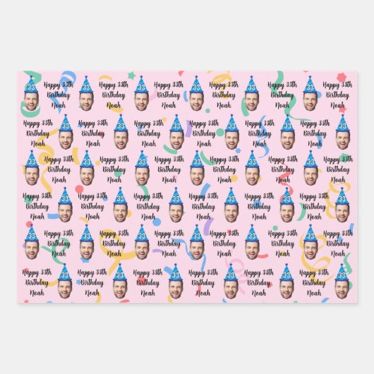 Emballage cadeau d'anniversaire personnalisé, nom (Devant 2)