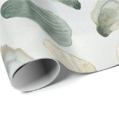 Emballage cadeau de coquilles huîtres aquarelle (Coin rond)