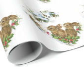 Emballage cadeau de Noël/Lapins et Oiseaux (Coin rond)