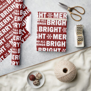 Emballage cadeau de Noël Rouge foncé Joyeux et L