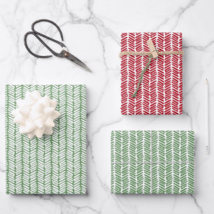 Emballage cadeau de Noël rouge foncé vert sauge Zi