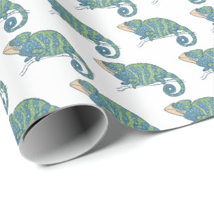 Emballage Cadeau Joli Caméléon Lézard Bleu et Vert
