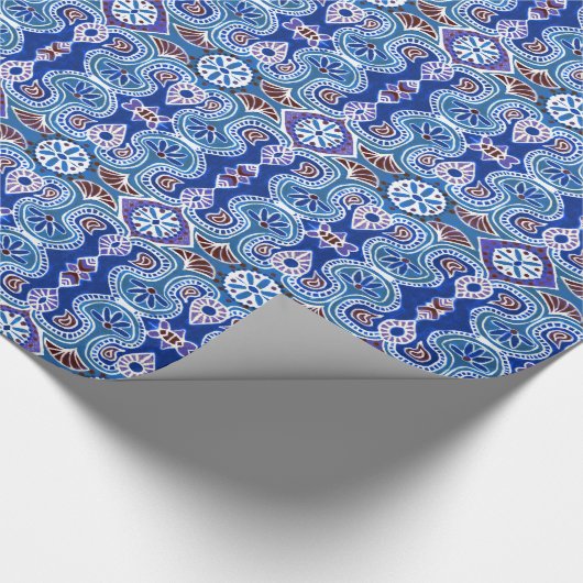 Emballage cadeau Motif ethnique bleu et violet (Coin)