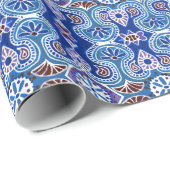 Emballage cadeau Motif ethnique bleu et violet (Coin rond)