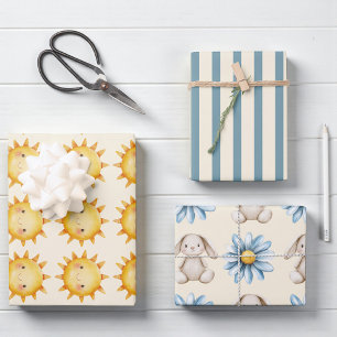 Emballage Cadeau Motif Fleur Lapin Soleil Mignon