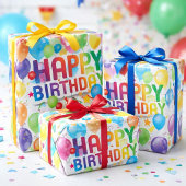 Emballage cadeau multicolore Joyeux Anniversaire f