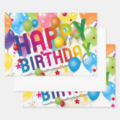 Emballage cadeau multicolore Joyeux Anniversaire f