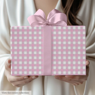 Emballage cadeau rose clair à carreaux chic pour 6