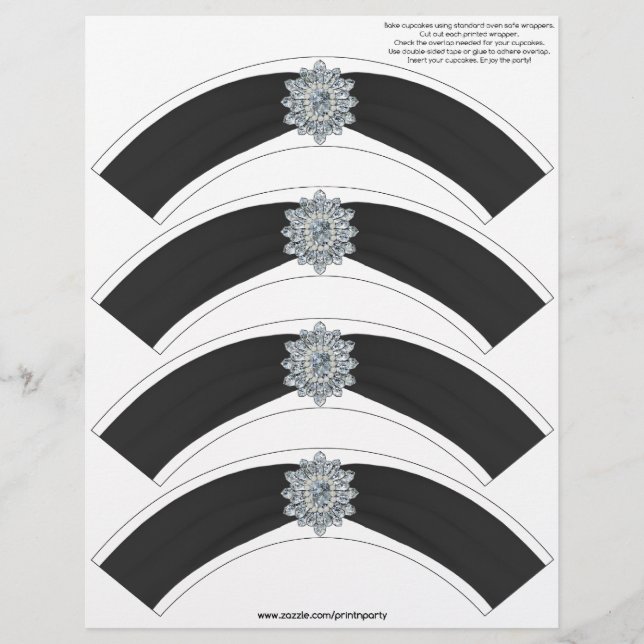 Emballage cupcake Glitz et Glam - Noir (Devant)