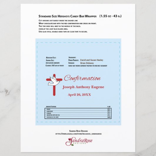 Emballage de barre de chocolat de confirmation Cro (Devant)