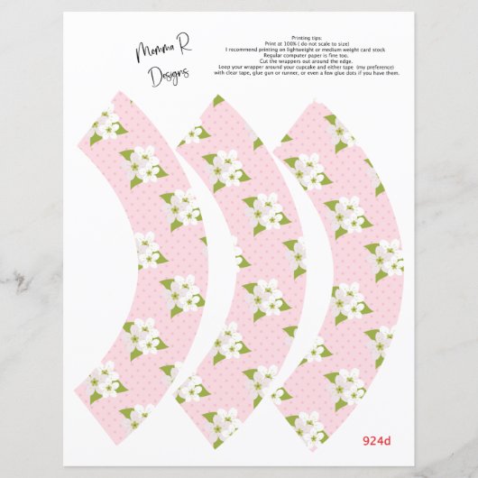 Emballage de cupcake rose avec fleurs, enveloppe d (Devant)