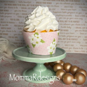 Emballage de cupcake rose avec fleurs, enveloppe d