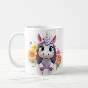 emballage de mug bébé licorne mignon 3d, conceptio