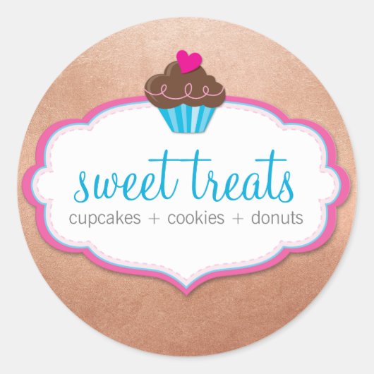 EMBALLAGE DE PRODUIT ÉTIQUETTE cupcake rose or (Devant)