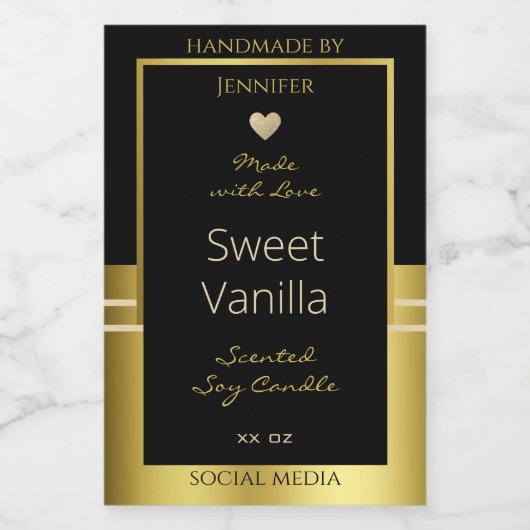 Emballage de produits de luxe Étiquette noir et or (Étiquettes simples)