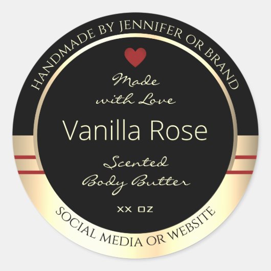 Emballage de produits glamour Étiquette Noir et Or (Devant)