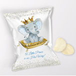 Emballage de sacs à Baby shower Prince Elephant<br><div class="desc">Emballage à puce à baby shower d'éléphant avec le mignon prince de l'éléphant porte une jolie couronne d'or assise sur un coussin en or avec arrière - plan parties scintillant d'or. Ajoutez votre propre texte pour personnaliser cet adorable sac à puce pour éléphants. Pour assembler, emballez le prospectus autour de...</div>