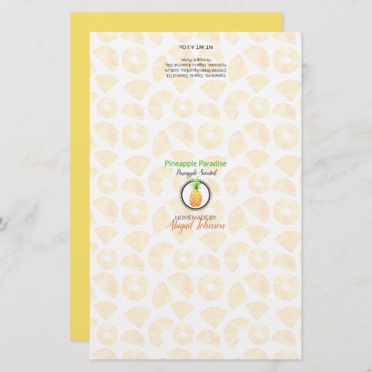 Emballage de savon à ananas | Papier lin (Devant / Derrière)