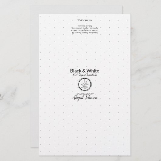 Emballage de savon noir et blanc | Papier lin (Devant / Derrière)