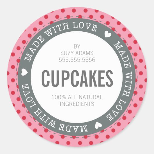 EMBALLAGE PRODUIT ÉTIQUETTE fait avec amour rose r (Devant)