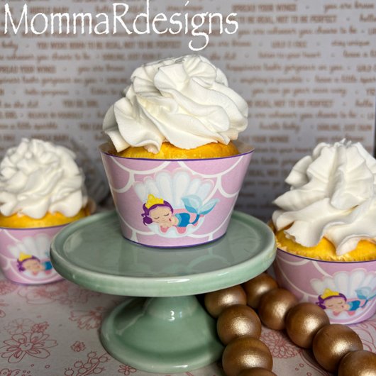 Emballages de cupcake de sirène, emballage de cupc