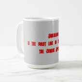 Embalming als middel om zombies te voorkomen. koffiemok (Voorkant links)