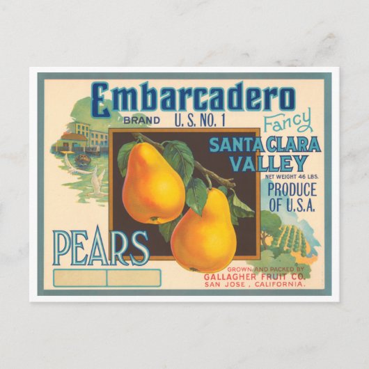 Embarcadero Merk  Crate Label Briefkaart (Voorkant)