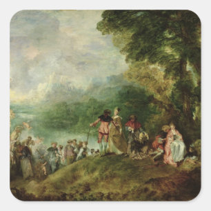 Embarkation for Cythera, 1717 Vierkante Sticker