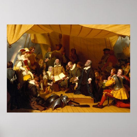 Embarkation of the Pilgrims by Robert Walter Weir Poster (Voorkant)