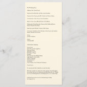 Embassy Ecru Creme Floral Wedding Program Kaart (Achterkant)