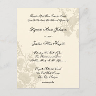 Embassy Floral Ecru Creme Wedding Invitations Kaart