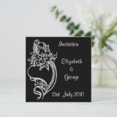 Embelied Heart Invitation Kaart (Staand voorkant)