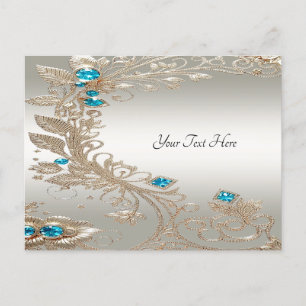 Embellister Gold Blue Stones carte postale