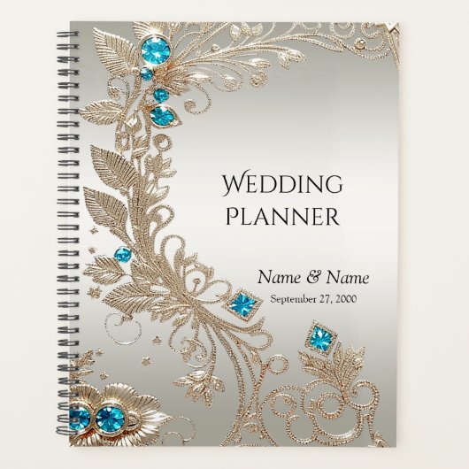 Embellister Gold Blue Stones Planner (Devant)