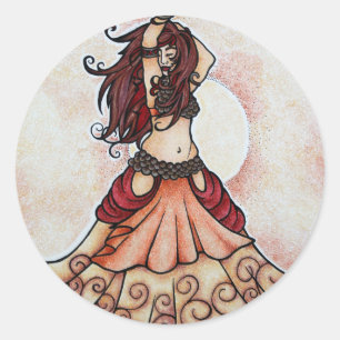 Ember buikdans kunst ronde sticker