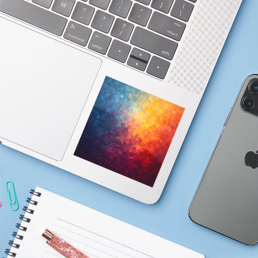 Ember Fade - Square Vinyl Sticker (Laptop met iPhone)