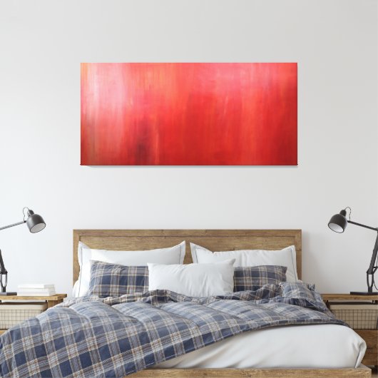 Ember Glow Haze rode acryl schilderij canvas print (Insitu (Slaapkamer))