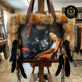 Ember Turquoise Black Wolf Portrait Tissuepapier