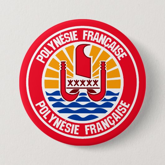 Embleem bij Franse Polynesiaanse Ronde Button 7,6 Cm (Voorkant)