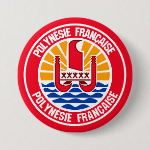 Embleem bij Franse Polynesiaanse Ronde Button 7,6 Cm