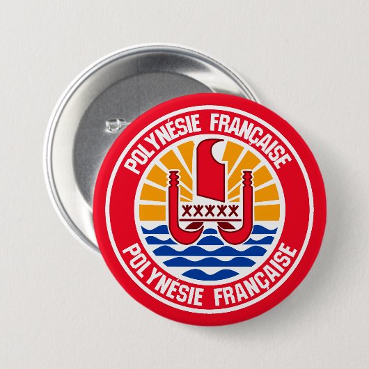 Embleem bij Franse Polynesiaanse Ronde Ronde Button 7,6 Cm (Voorkant /achterkant)