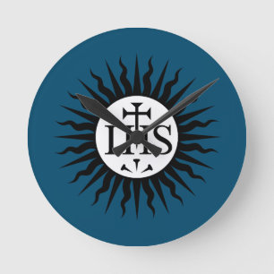 embleem van de Sociëteit van Jezus Monogram Ronde Klok
