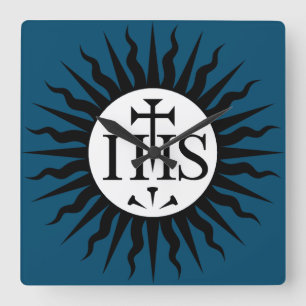 embleem van de Sociëteit van Jezus Monogram Vierkante Klok
