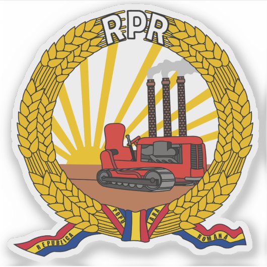 Embleem van de Volksrepubliek Roemenië (1948) Sticker (Voorkant)