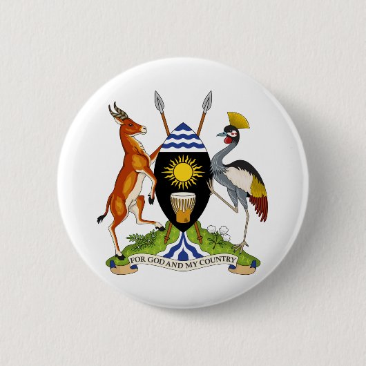 embleem van uganda ronde button 5,7 cm (Voorkant)