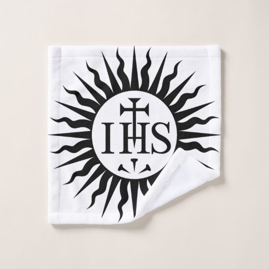Emblème du monogramme de la Compagnie de Jésus (Gant de toilette)