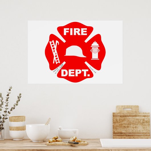 Emblème du service d'incendie - Poster (Cuisine)
